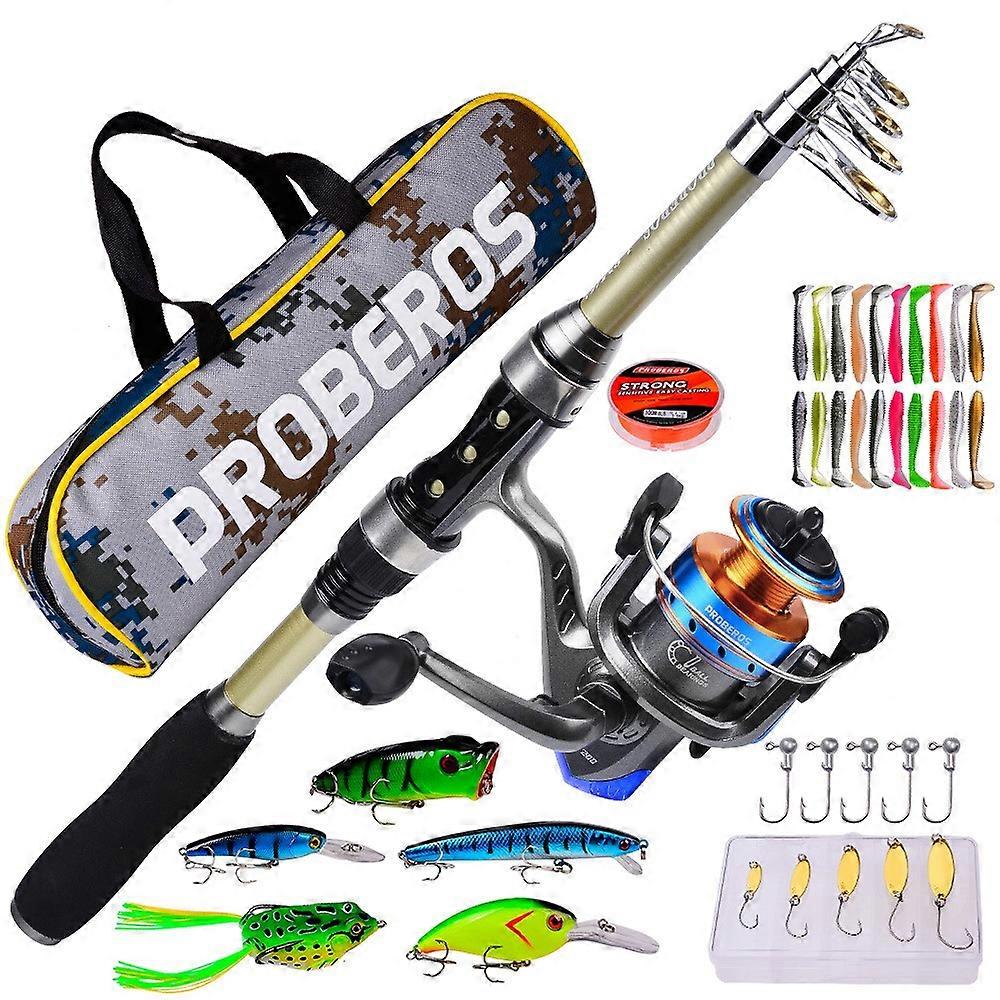 PROBEROS HWCSET068 1.8m Long Casting Spinning Rod Combo Set with Fishing Reel,Lures