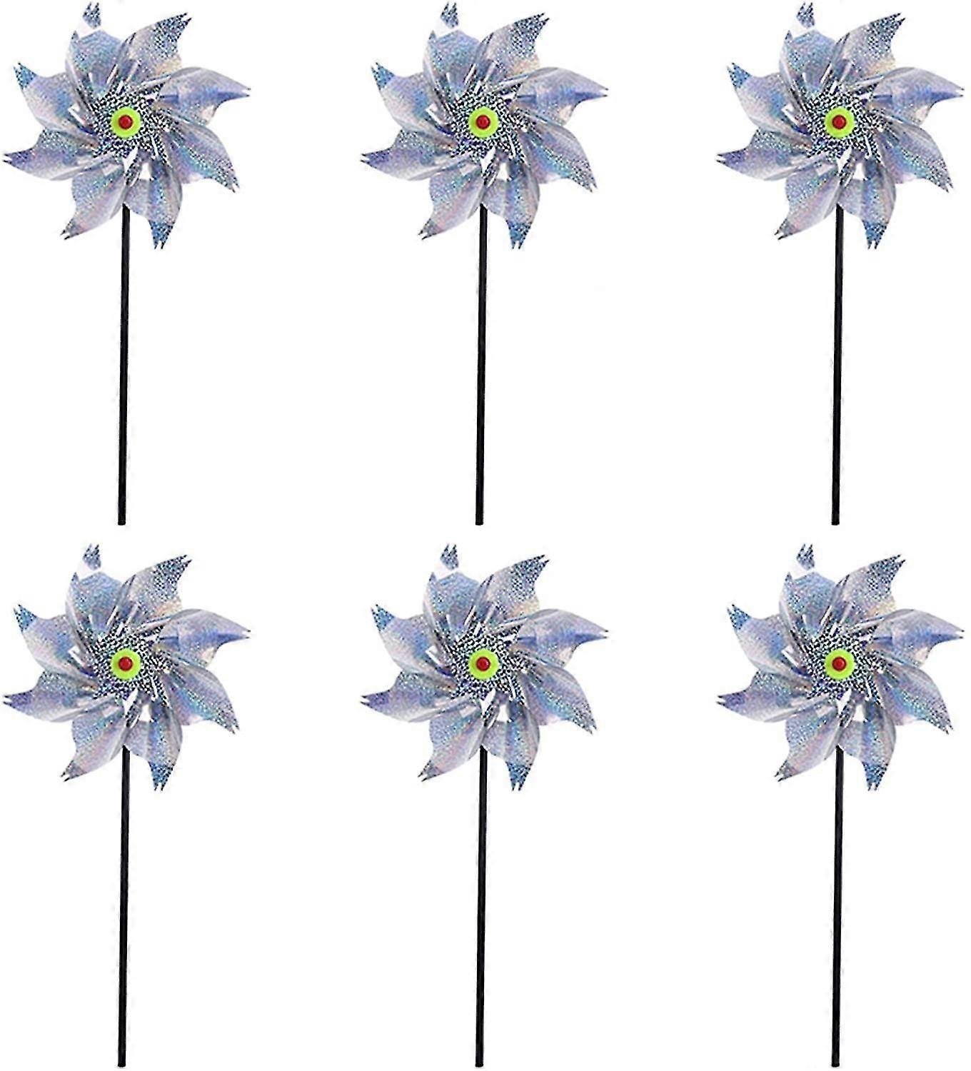 6 Pack Pinwheels Bird Repellent, Windmill Reflector, Laser Reflective Windmill Bird Deterren.