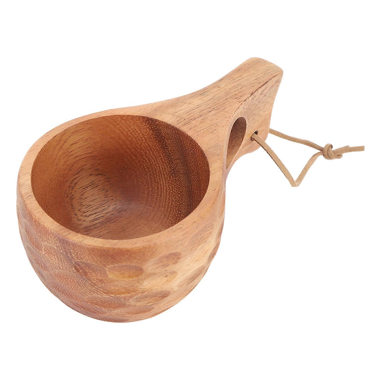 220ml Wooden Camping Cup with Heat Insulation and Finely Polished Finish - Coffee Mug with Handle for Outdoor Adventures and Hiking(Single Hole Tortoi