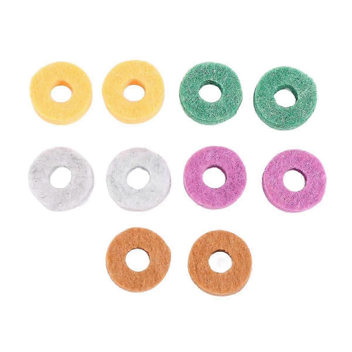 10Pcs/ Pack Cymbal Stand Felt Washer Pad Replacement Round Soft for Drum Set Cymbals (Random Color js