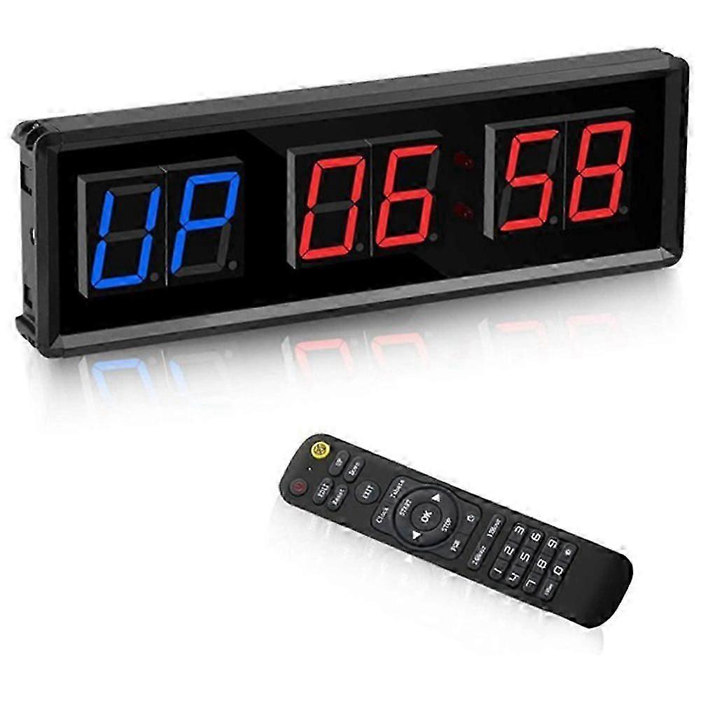 Gym Timer,LED Interval Timer Digital Countdown Wall Mounted Clock Fitness Timer,Digits Down/Up Cloc