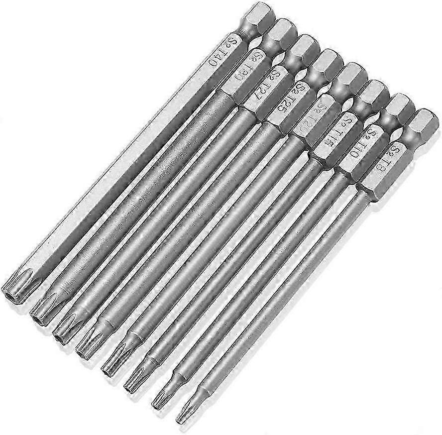 8Pcs Extra Long Hollow Magnetic Torx Screwdriver Bits Set 1/4 Inch Hex Shank Screwdriver
