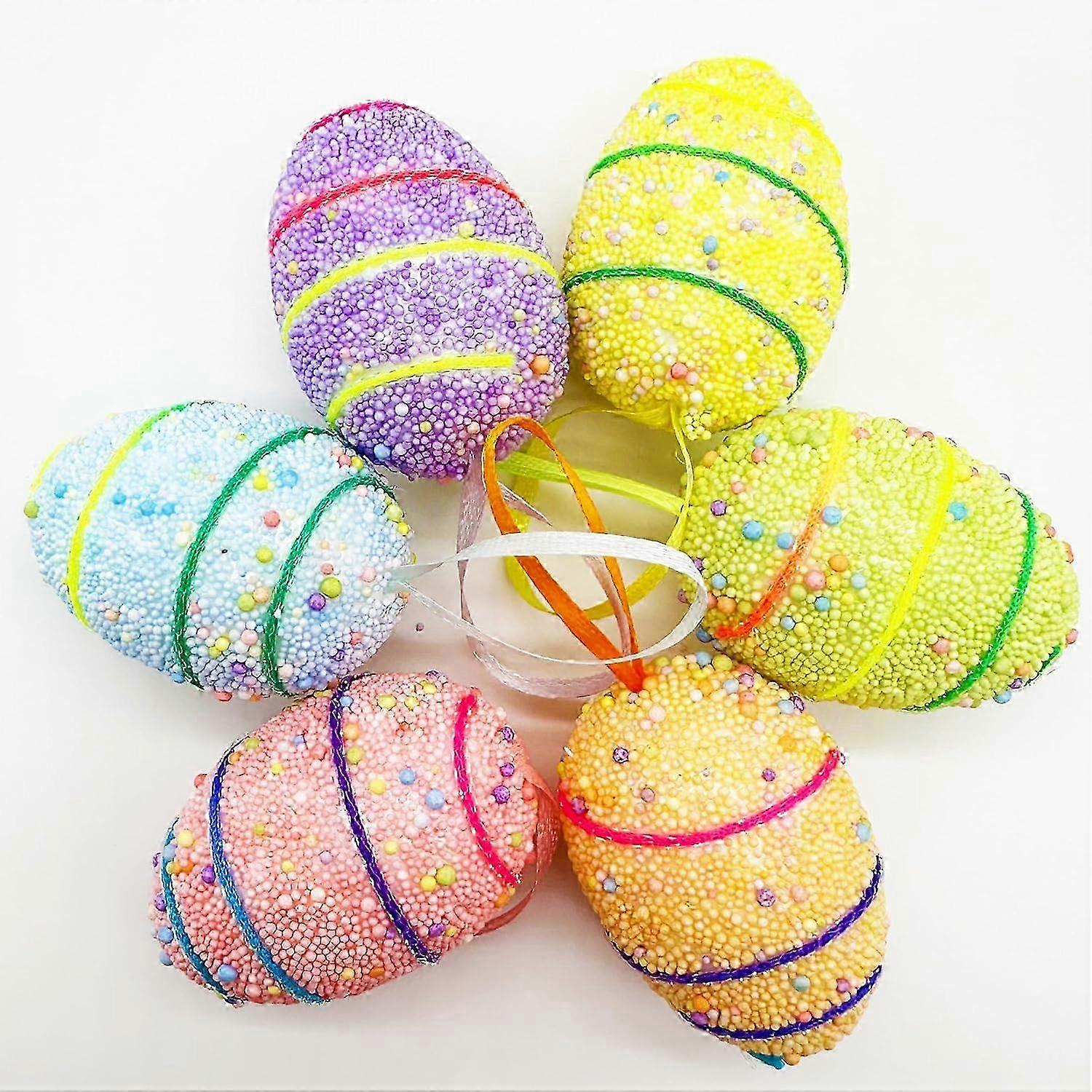 6Pcs Easter Egg Decorations, Colorful Easter Eggs Decorations for Trees, Foam Easter Eggs for Easter Decorations, Easter Walkbee 4940 B