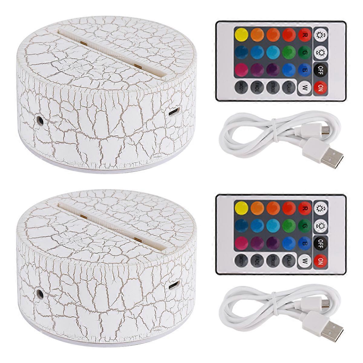 2 Pack 3D Night LED Light Lamp Base + Remote Control + USB Cable, 16 Colors Light Show Display Stand