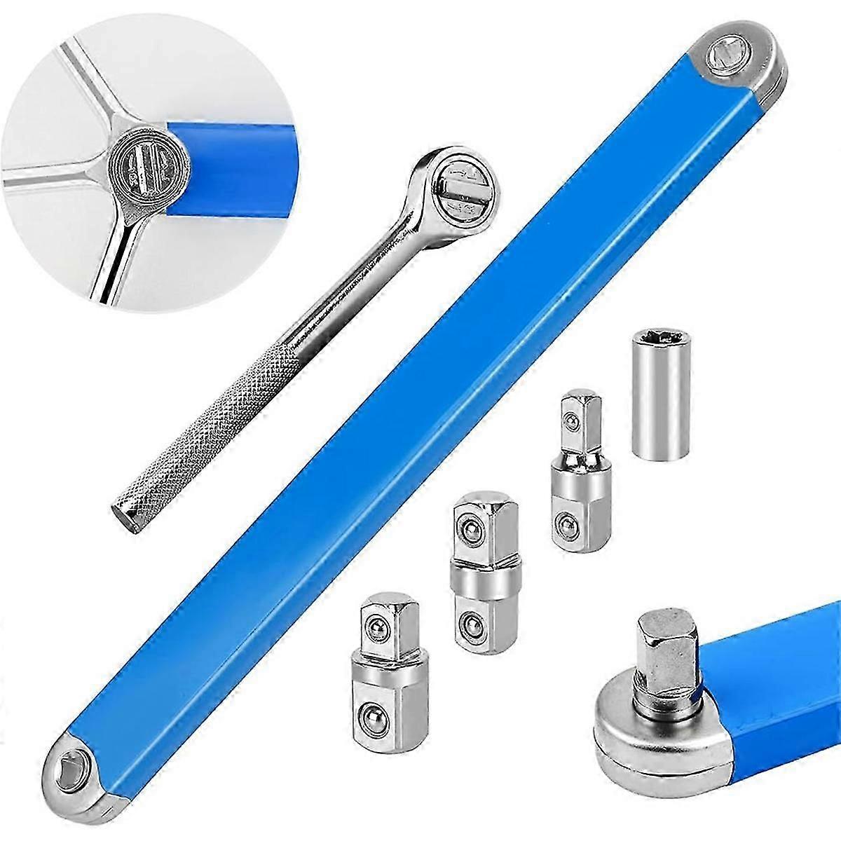 Offset Extension Wrench Set,with 1/2inch,3/8inch Square Drive Adapters and 3/8inch Drive Ratchet Wrench, for Tight Place