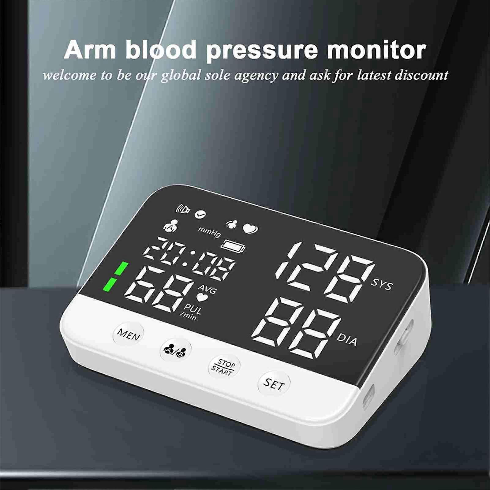 Upper Arm Blood Pressure Monitor with Cuff Digital Blood Pressure Machine for Home Use LED Display Voice Broadcasting Automatic BP Machine with 2x120