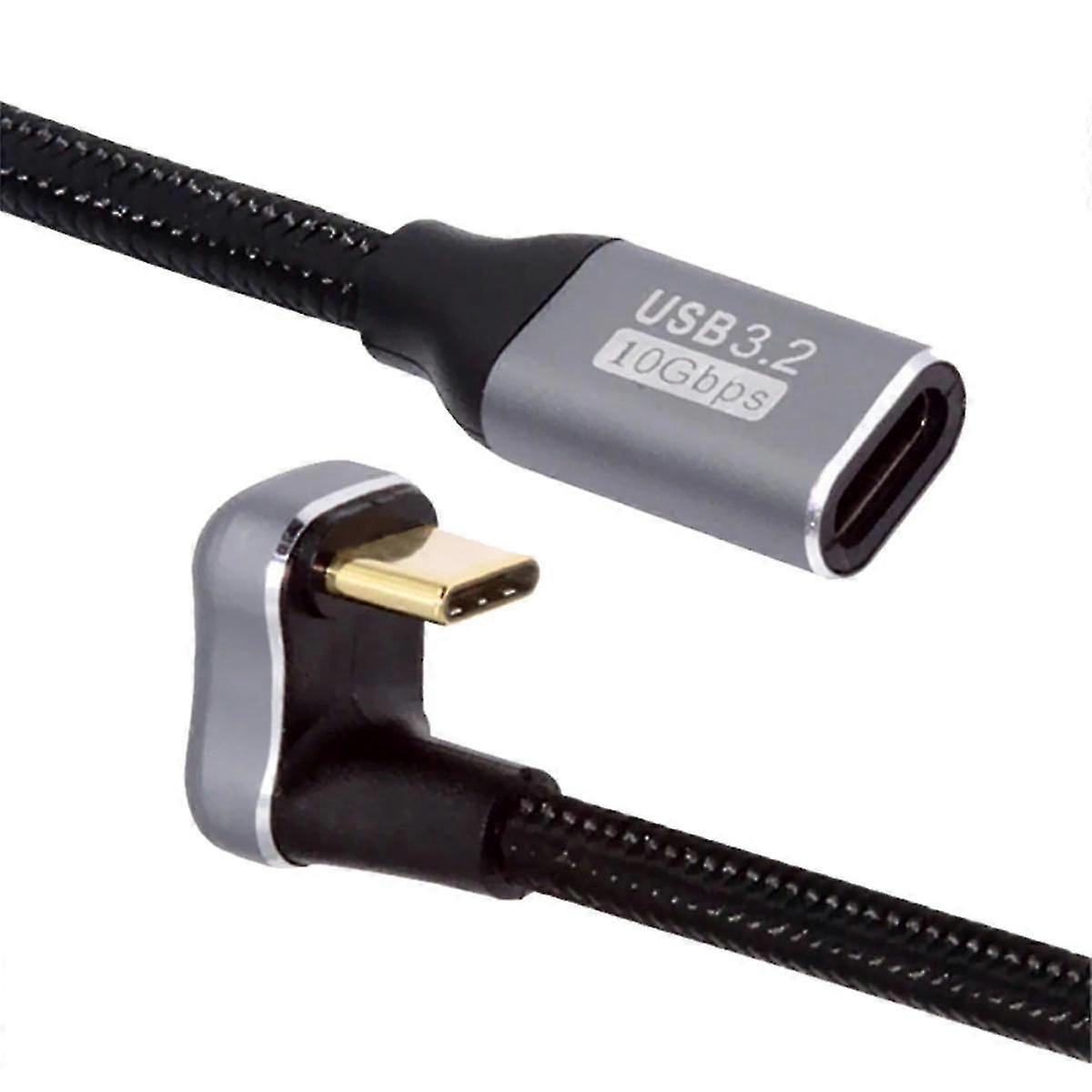 5A延長ケーブルタイプCオス-USB CメスPD100W急速充電ケーブル延長90度U字型