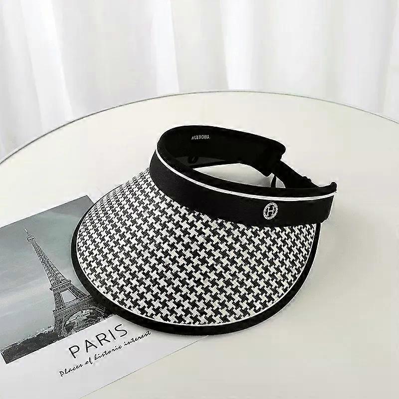 Summer Straw Hat for Women Foldable Empty Top Sun Hat Outdoor Beach Running Bicycle Wide Brim Female Sunscreen Visor Casual Cap