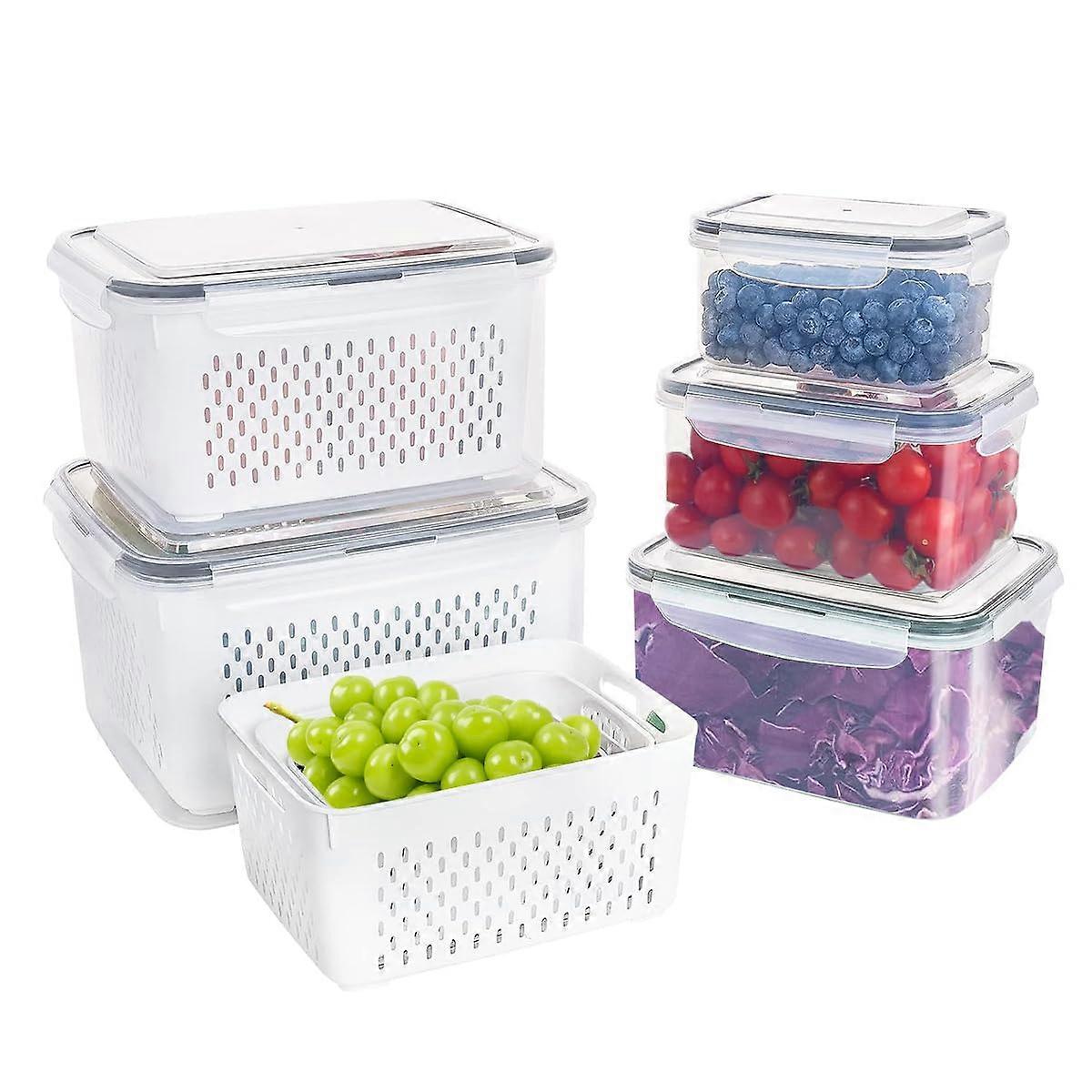 5 Pcs Airtight Fruit Storage Containers for Fridge Dishwasher Safe Large 4150ml