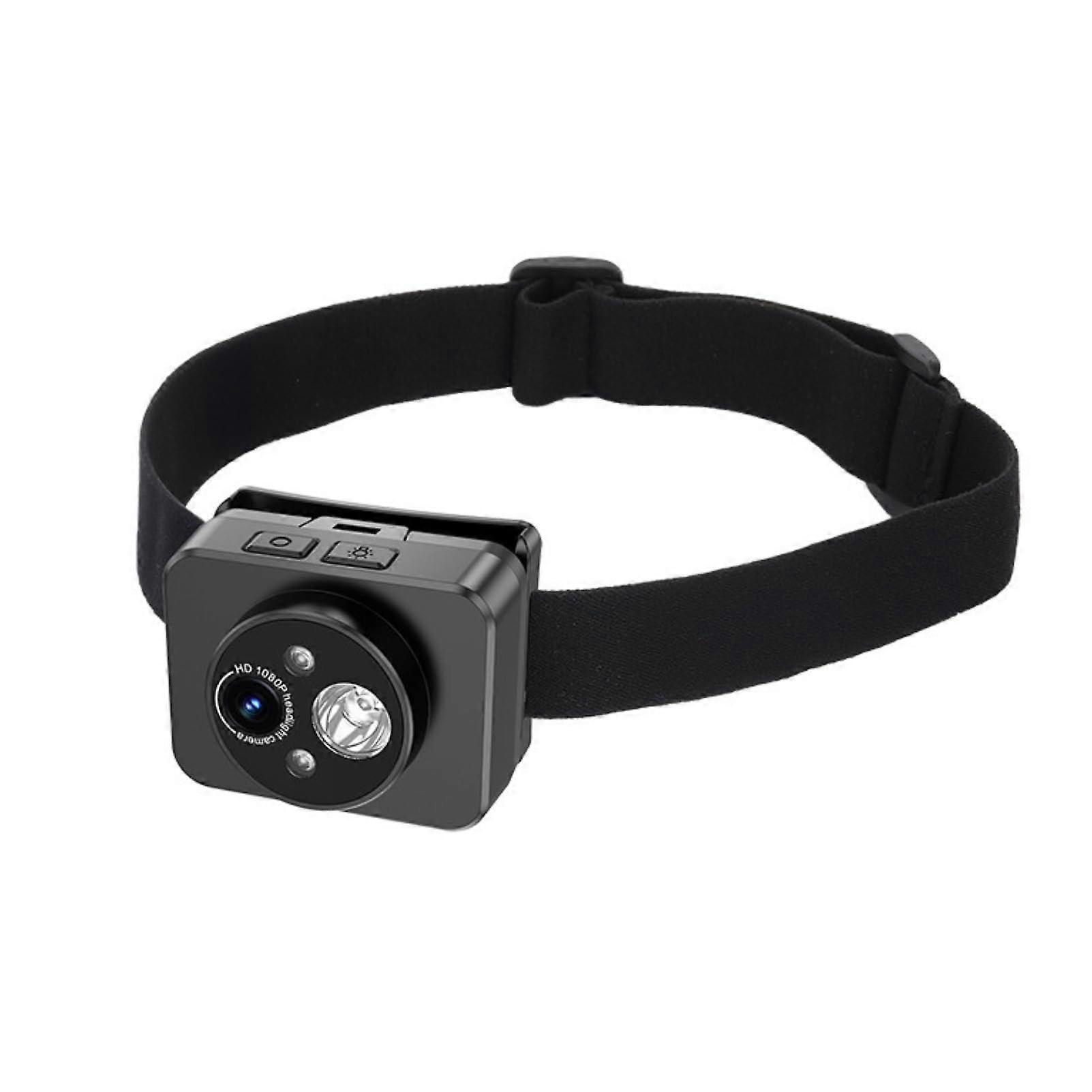 Head Mounted Camera 1080P with 45° Adjustable Angle, Mini Wearable Action Camera with LED Headlamp for Outdoor Sports