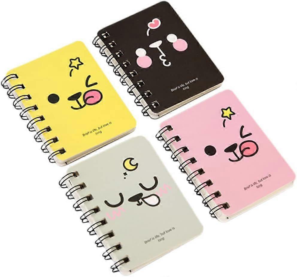 4pcs Diary Journal Key Ring Small Writing Notebooks Lined Notebook Memo Kraft Notepads Cute Small Notebooks Portable Mini Notepad Cartoon Note Pads