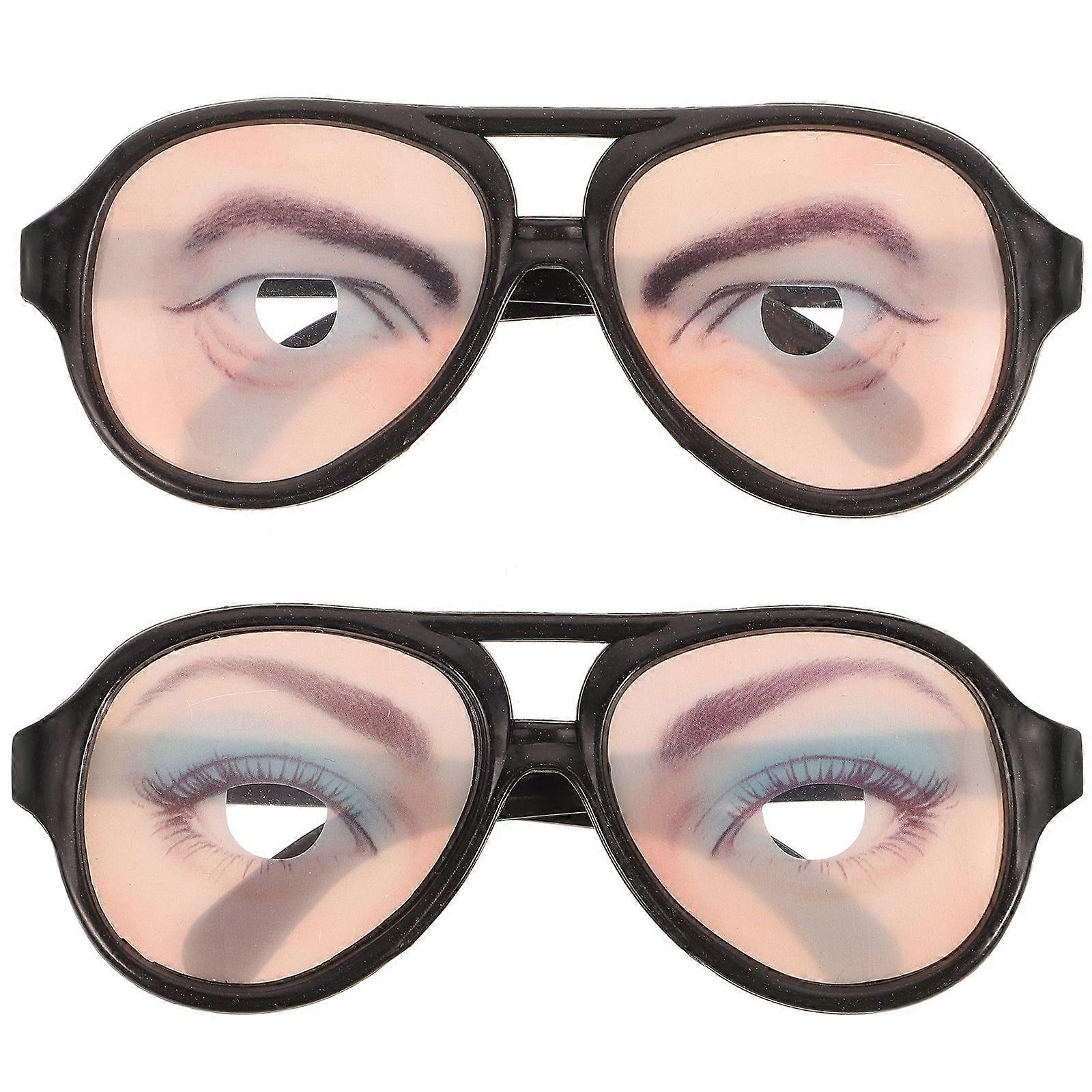 2 قطعة هالوين خدعة لعبة ذكر أنثى عيون مضحكة نظارات مزحة تمويه نظارات حزب الدعائم
