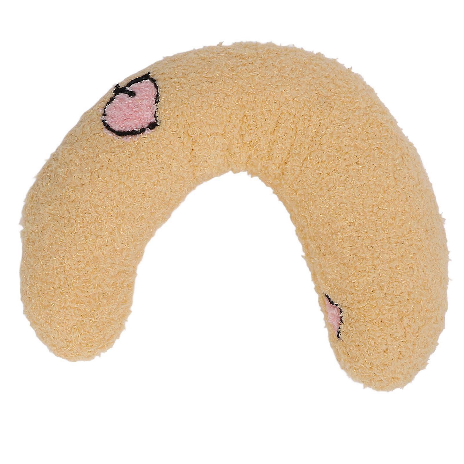 U-Shaped Pet Cushion, Comfortable, Soft, Half Donut Shaped, for Your Dog's Neck, Yellow and Peach Pattern