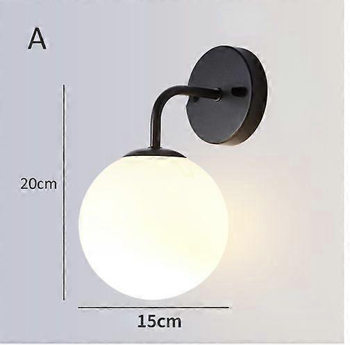 Brozen Black Modern Led Glass Ball Wall Lights For Living Room Bedroom Bedside Study Corridor Wall Lamp Lights Fixture 110V 220V