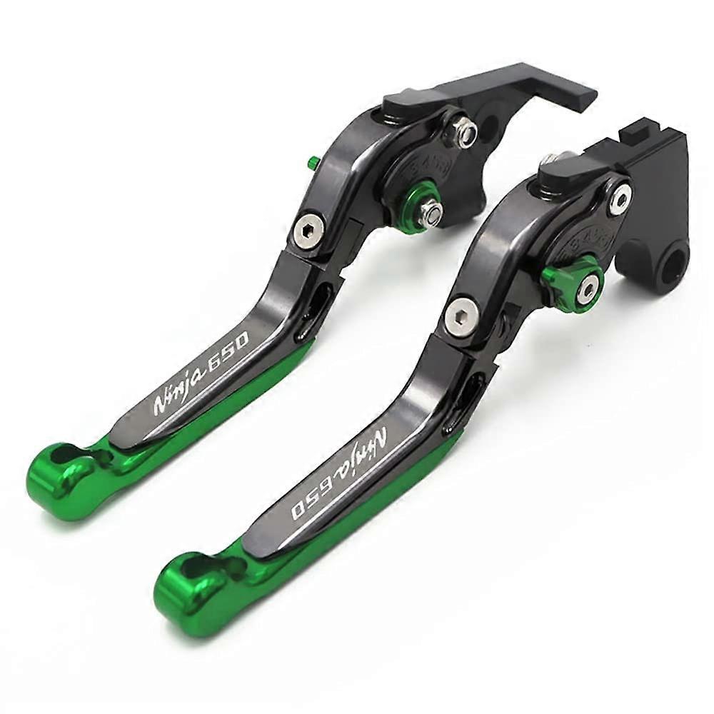 Ninja650 Adjustable Folding Extendable Brake Clutch Levers Kawasaki Ninja 650 2017-2023 Z650 2017-2023 CNC Aluminum Titanium Green