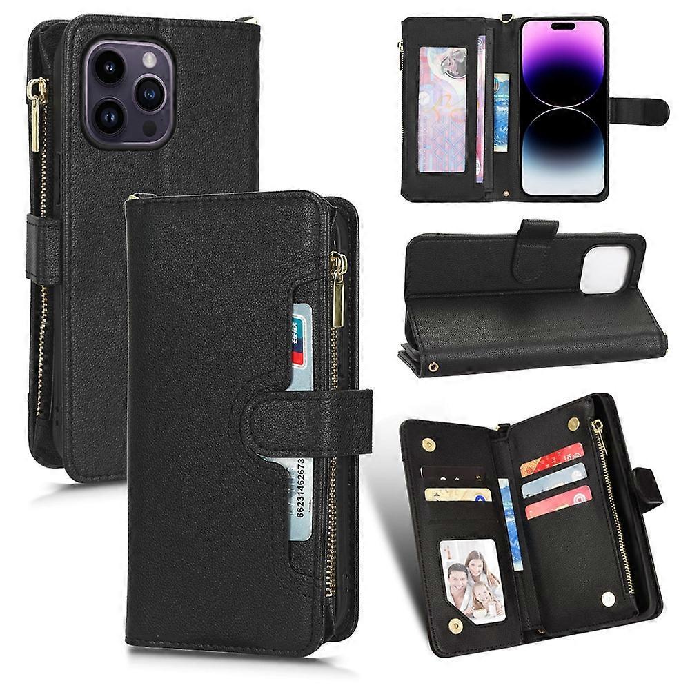 For iPhone 14 Pro Litchi Texture Zipper Leather Phone Case