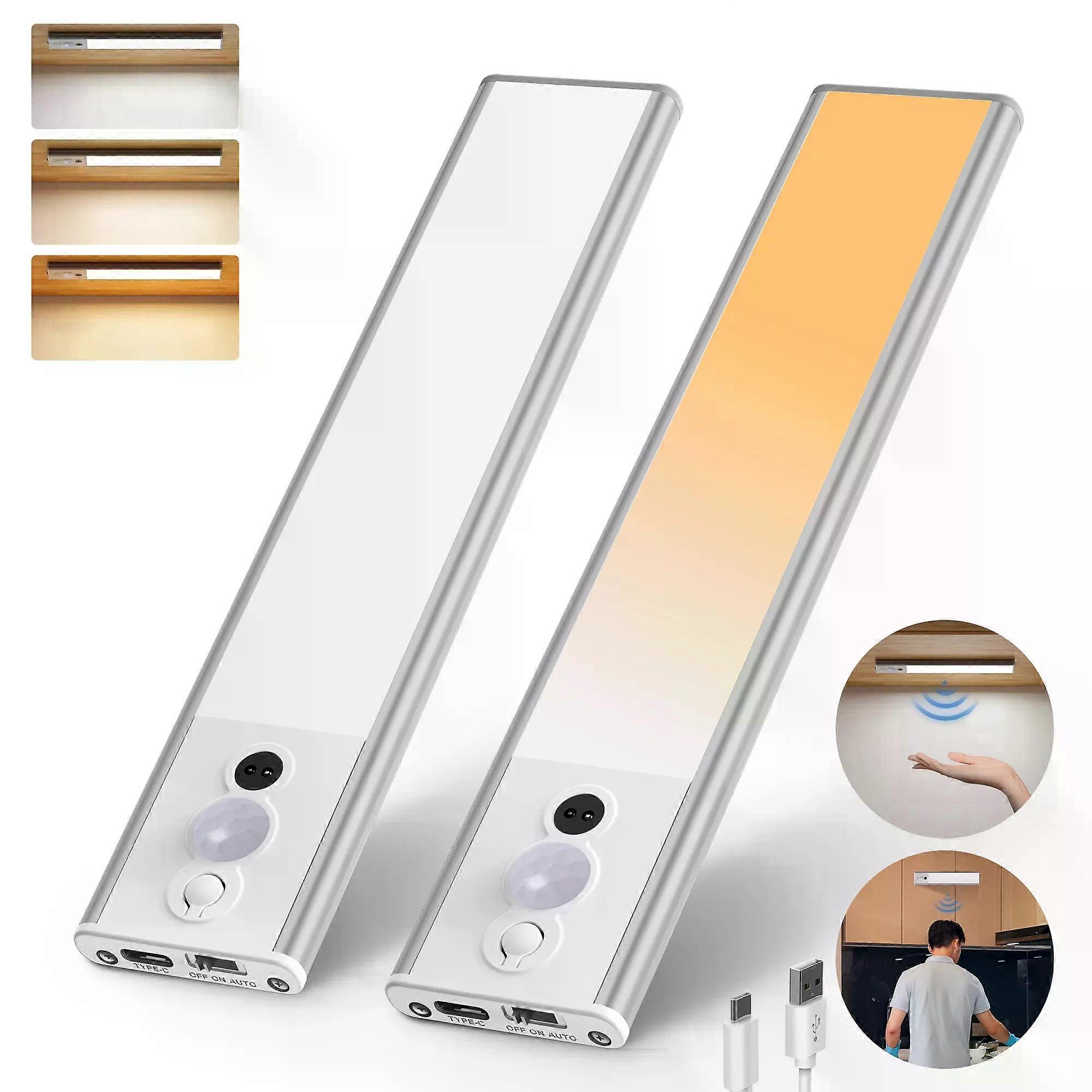 1PC/2PCS LED Motion Sensor Cabinet Lights No Tools Required Adjustable Brightness Suitable for All Cabinet Types