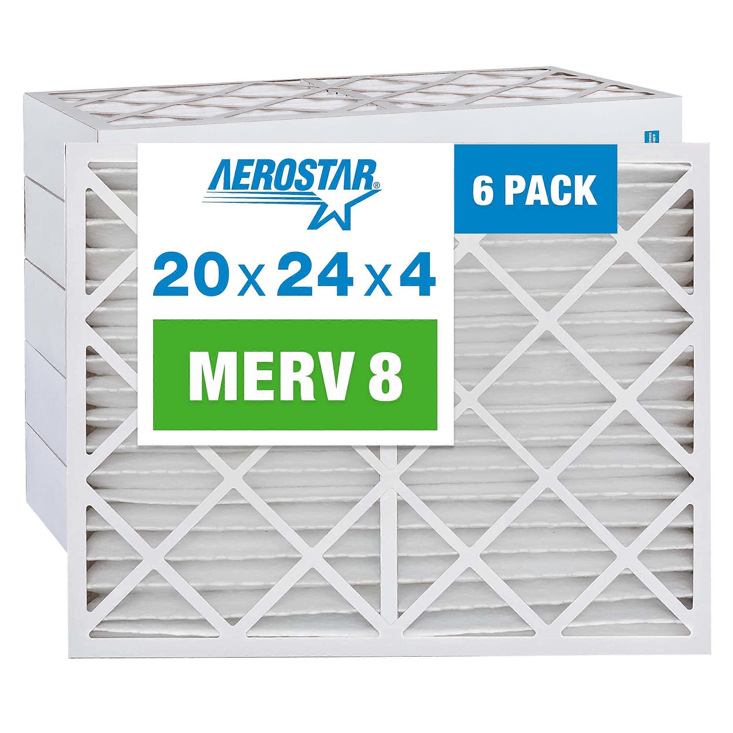 20x24x4 MERV 8, Pleated Air Filter, 20 x 24 x 4, Box of 6, Made in The 20 x 24 x 4 MERV 8 6