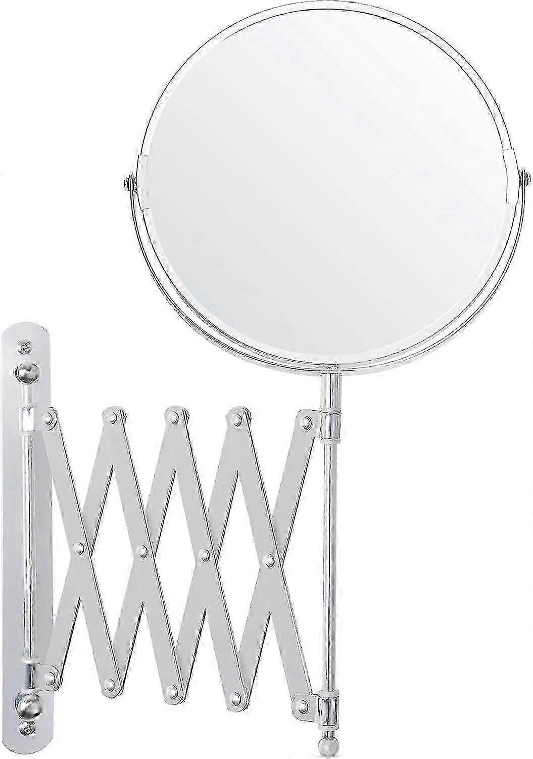 Chrome Wall Mounted Retractable 360 Rotating Mirror - 3x Magnification -