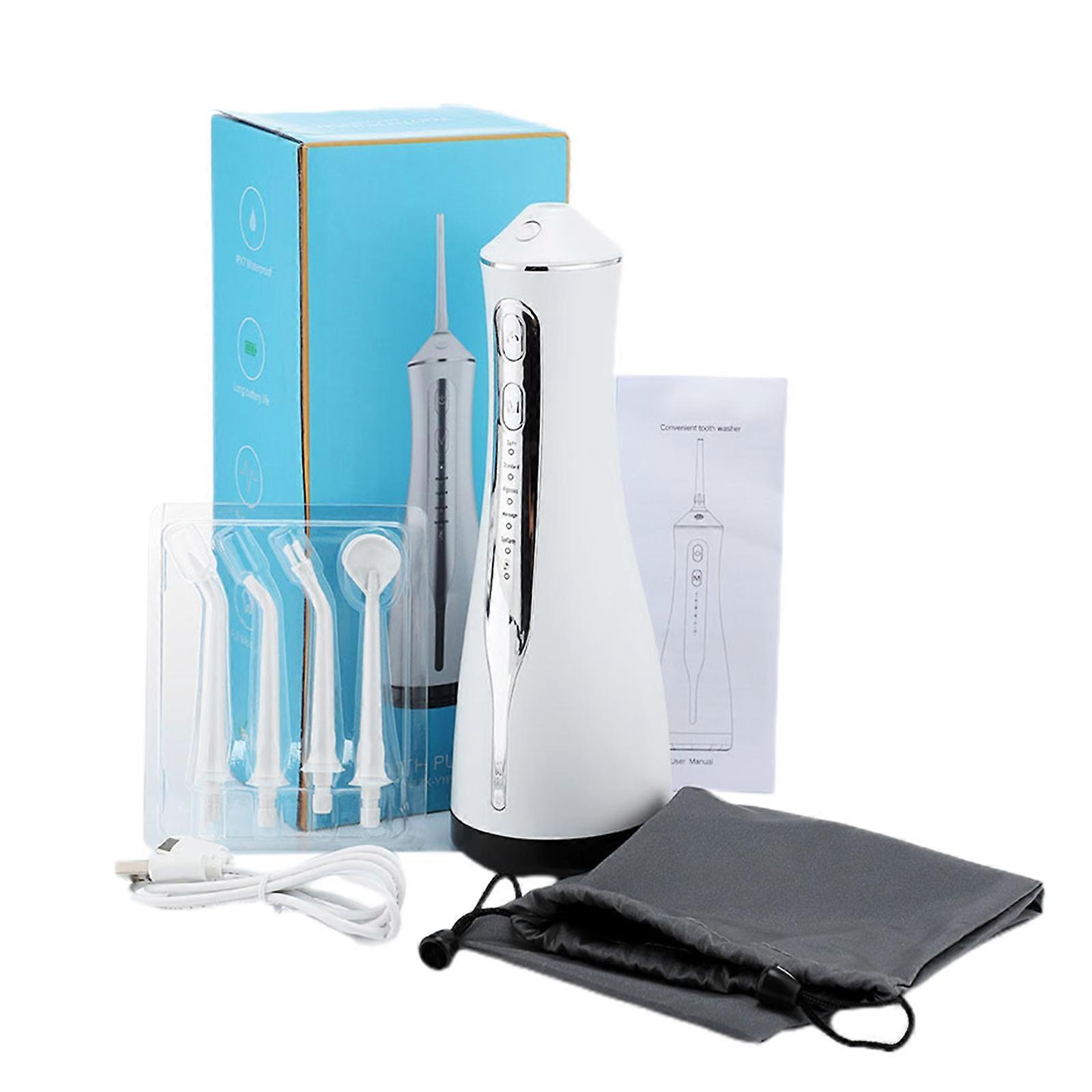 220ml Powerful Cordless Water Dental Flosser Portable Oral Irrigator with 4 Replaceable Jet Tips for Home Travel Use