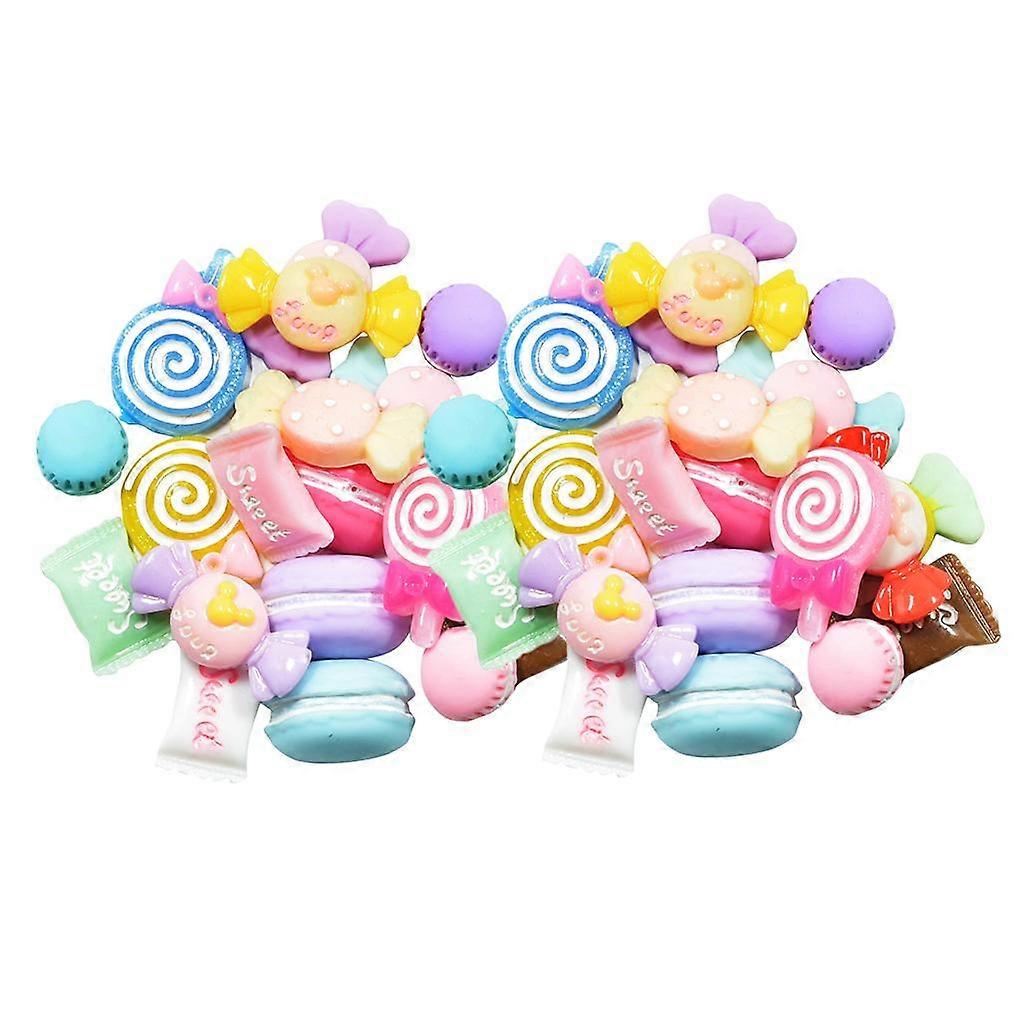40 Pieces Candy Macaron Resin Flatback Cabochons Scrapbooking DIY Phone Case