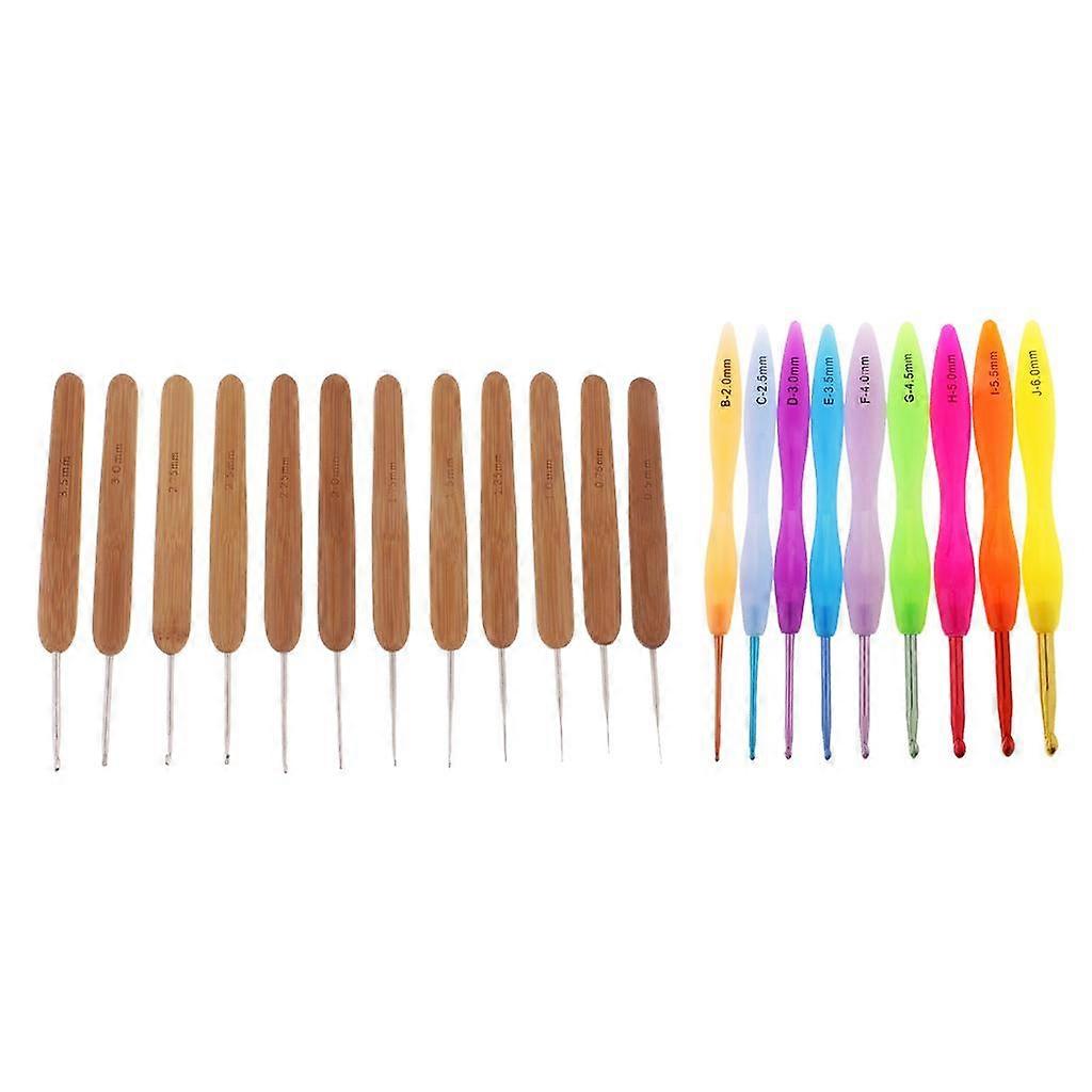 21Pcs Aluminum & Crochet Hooks Knitting Weaving Assorted Size