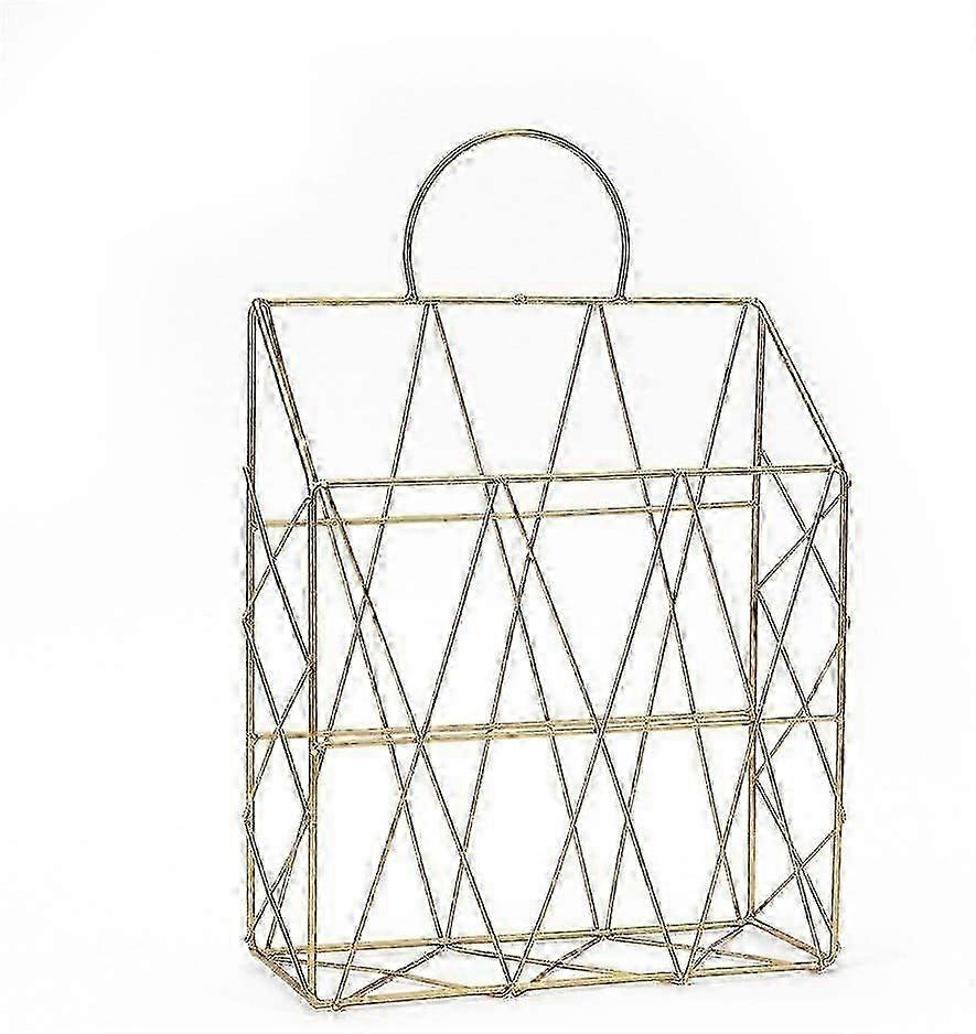 Office Desktop Decoration Single Compartment Iron Storage Rack (gold) 1 Pieces