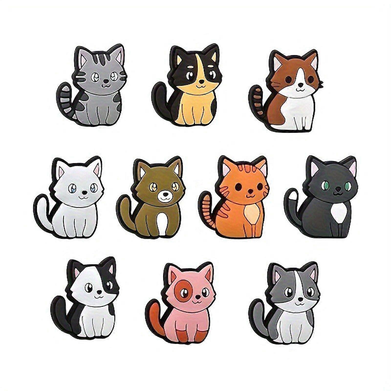 Craft Project Keychain Silicone Cats Stringing Loose Bead for Craft Pendant Making Kits Cats Beads Handmade Accessory Multicolor