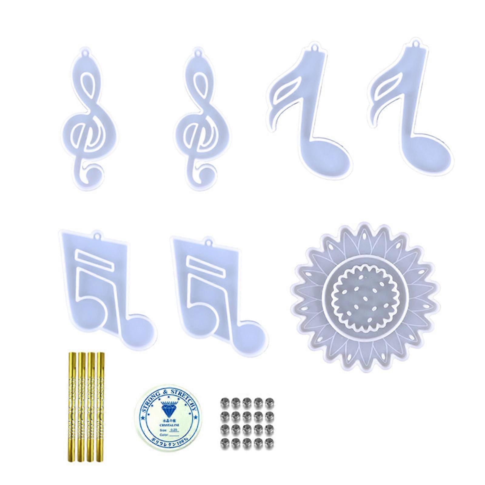 رنين الرياح العفن ملاحظة الموسيقى سيليكون العفن غير لاصق سهل إزالة القالب ل DIY رنين الرياح قلادة حديقة معلقة زخرفة بيضاء