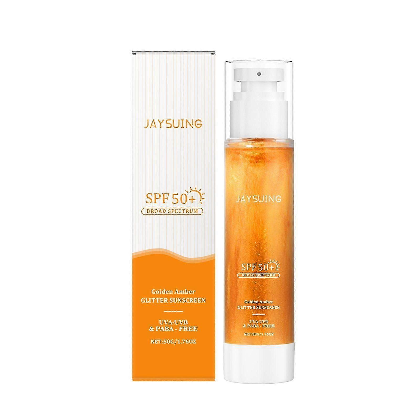 Glitter Sunscreen SPF50+ - Shimmering Hydrating Mist for Face & Body, Waterproof & Non-Greasy, Broad Spectrum UVA/UVB Protection with Fast-Absorbing G