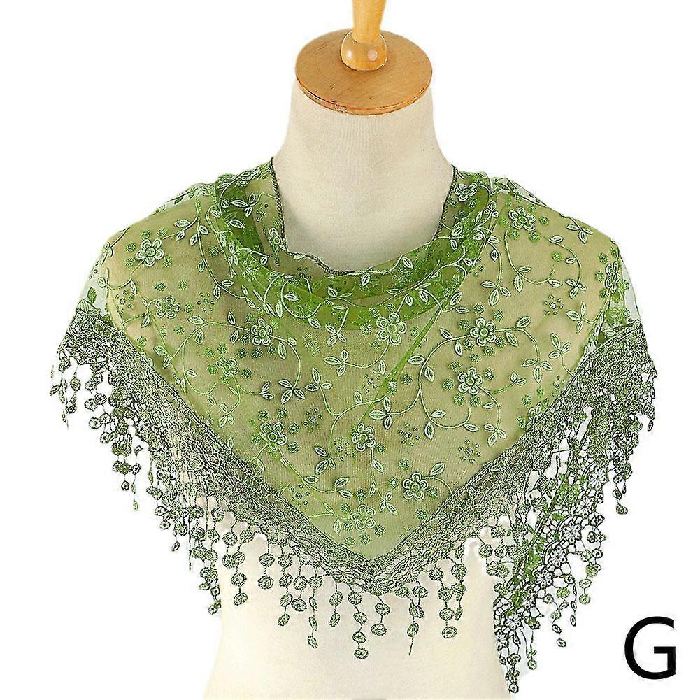 23# Army Green (G)$Hot-selling lace hollow solid color ladies triangle scarf Korean version monochrome breathable clothing triangle scarf SJJ01