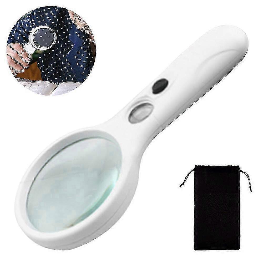 1 Piece Handheld Magnifying Glass With Light, 3x and 45x Magnification, LED Lighted Magnifier Ideal For Reading Small Text, Coins, Maps, Jew
