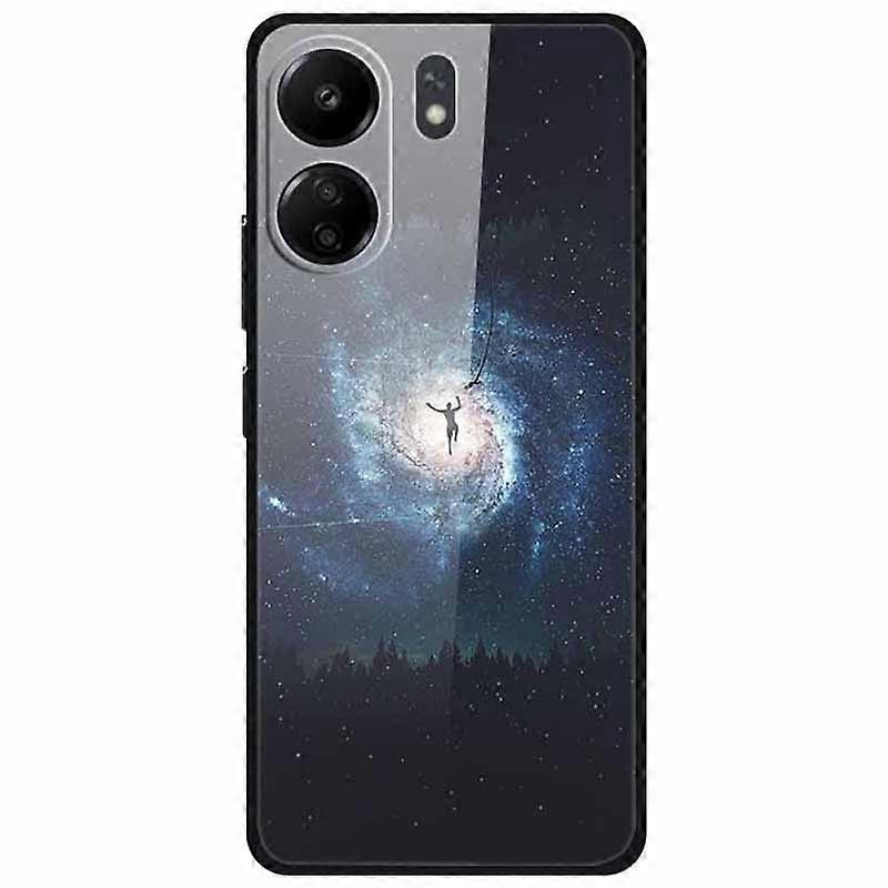 For Xiaomi Redmi 13C 4G/Poco C65 4G Case Pattern Print Tempered Glass+TPU Phone Cover