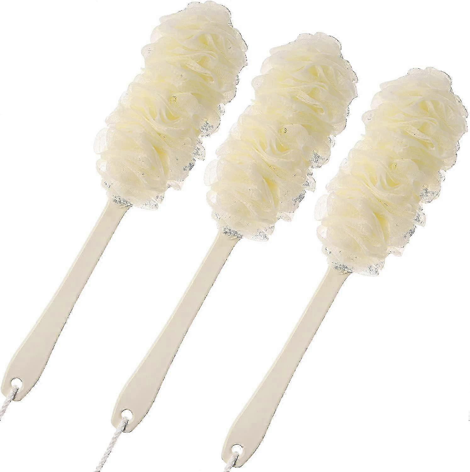 Long Handle Back Loofah Shower Brush with Soft Nylon Mesh