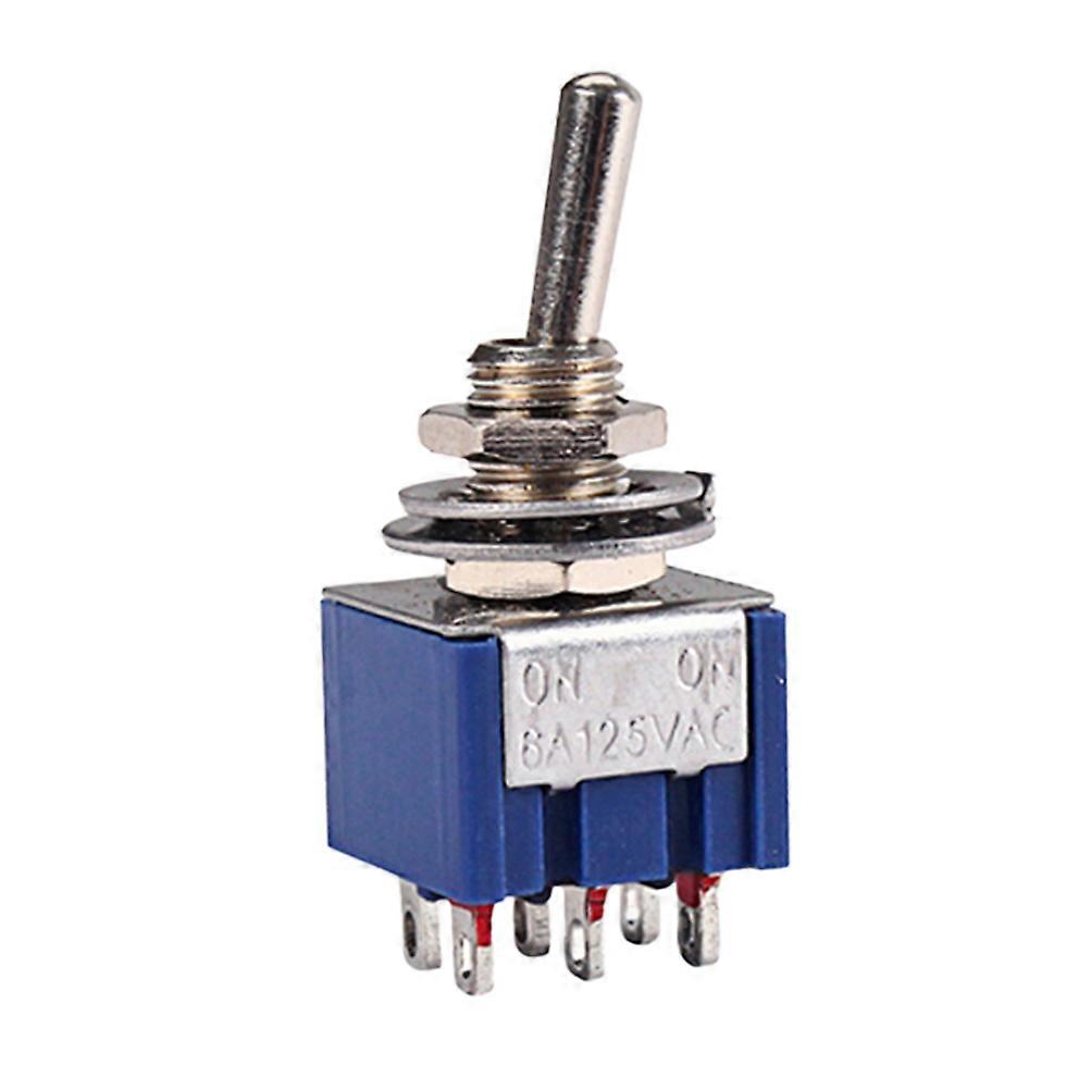 Blue SPDT Latching Toggle Switch with Locking Washer for Low/High Voltage Lighting and Motor Circuits