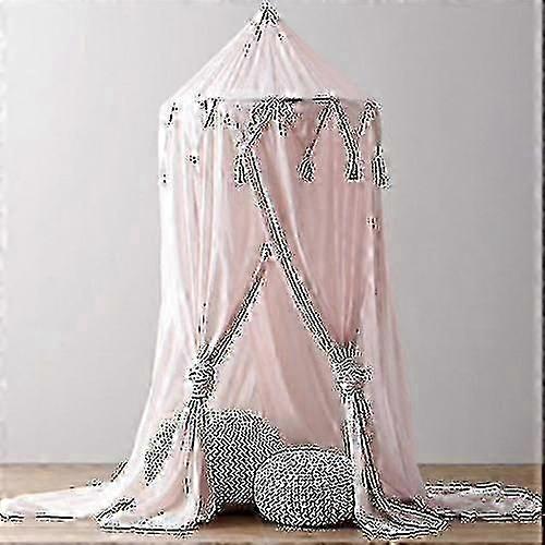 Children Bed Canopy Grey Round Dome, Nursery Decor, Pink