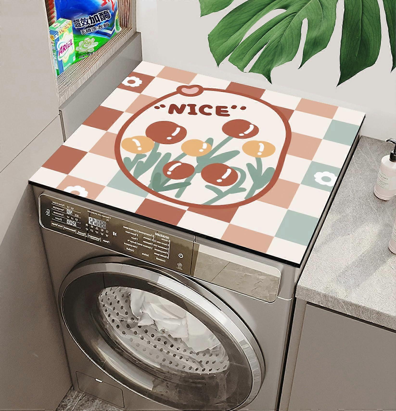 Waschmaschinenauflage Non-Slip 50x50 cm Red Fresh Nordic Print Quick-Dry Underlay For Washer Or Refrigerator Suction-Capable