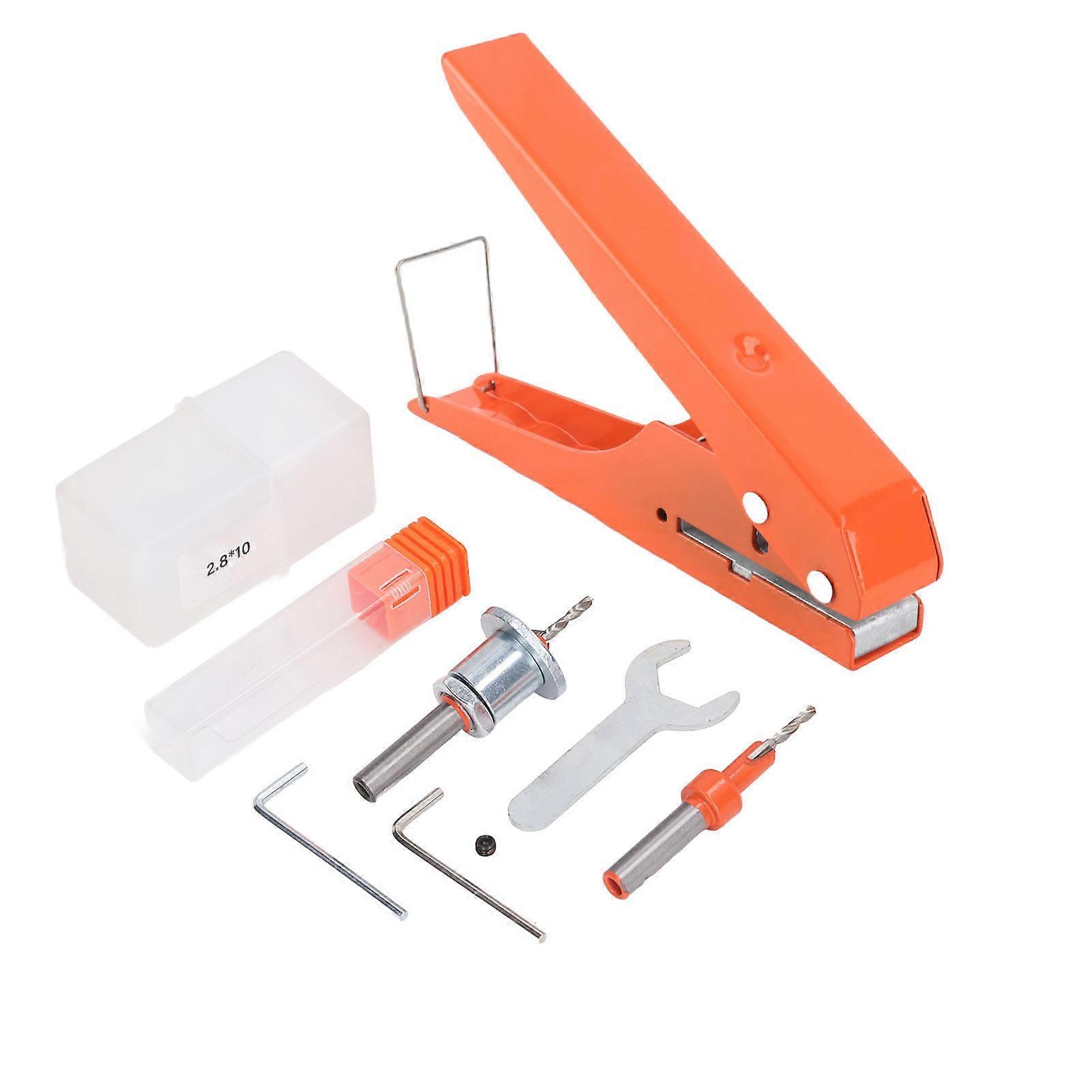 Single Hole Punch Pliers, Heavy Duty Edge Banding Punching Tool for PVC Cards, 10mm Flat Oblique Opening