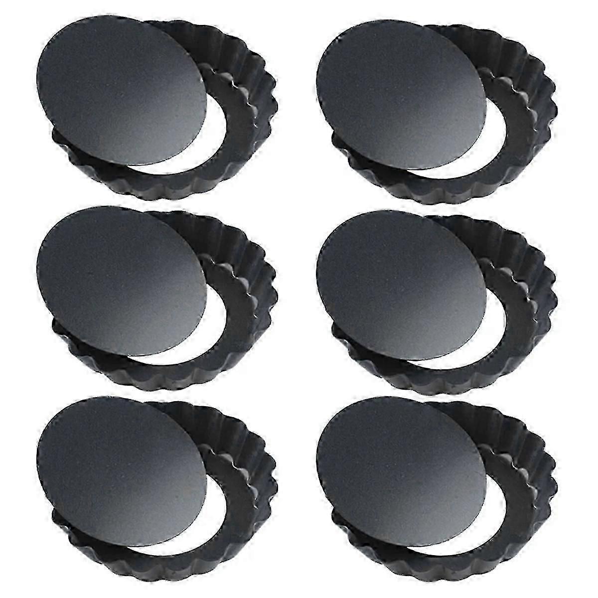 6pcs 4in/10cm Mini Pie Muffin Cupcake Pans Non-stick Tart Quiche Flan Pan Mold Removable Loose Bottom Round Bakeware