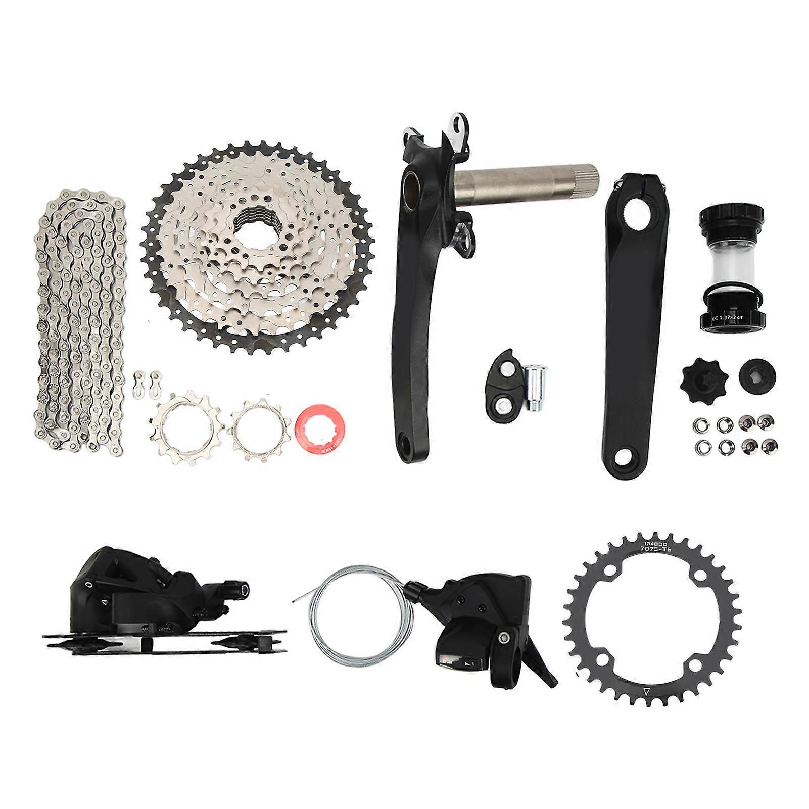 8 Speed Groupset Hollow 42T Flywheel Bike Shift Kit with Shifter Chain Rear Derailleur for Bikes Modification
