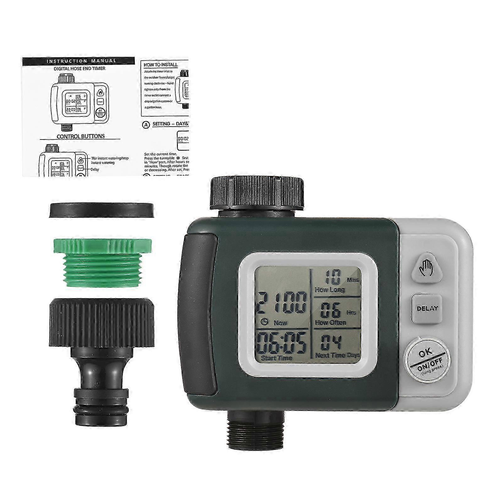 Digital Automatic Watering Timer Programmed Garden Irrigation Timer Hose Faucet Sprinkler with Rain Delay Intelligent Irrigation Controller for Lawn F