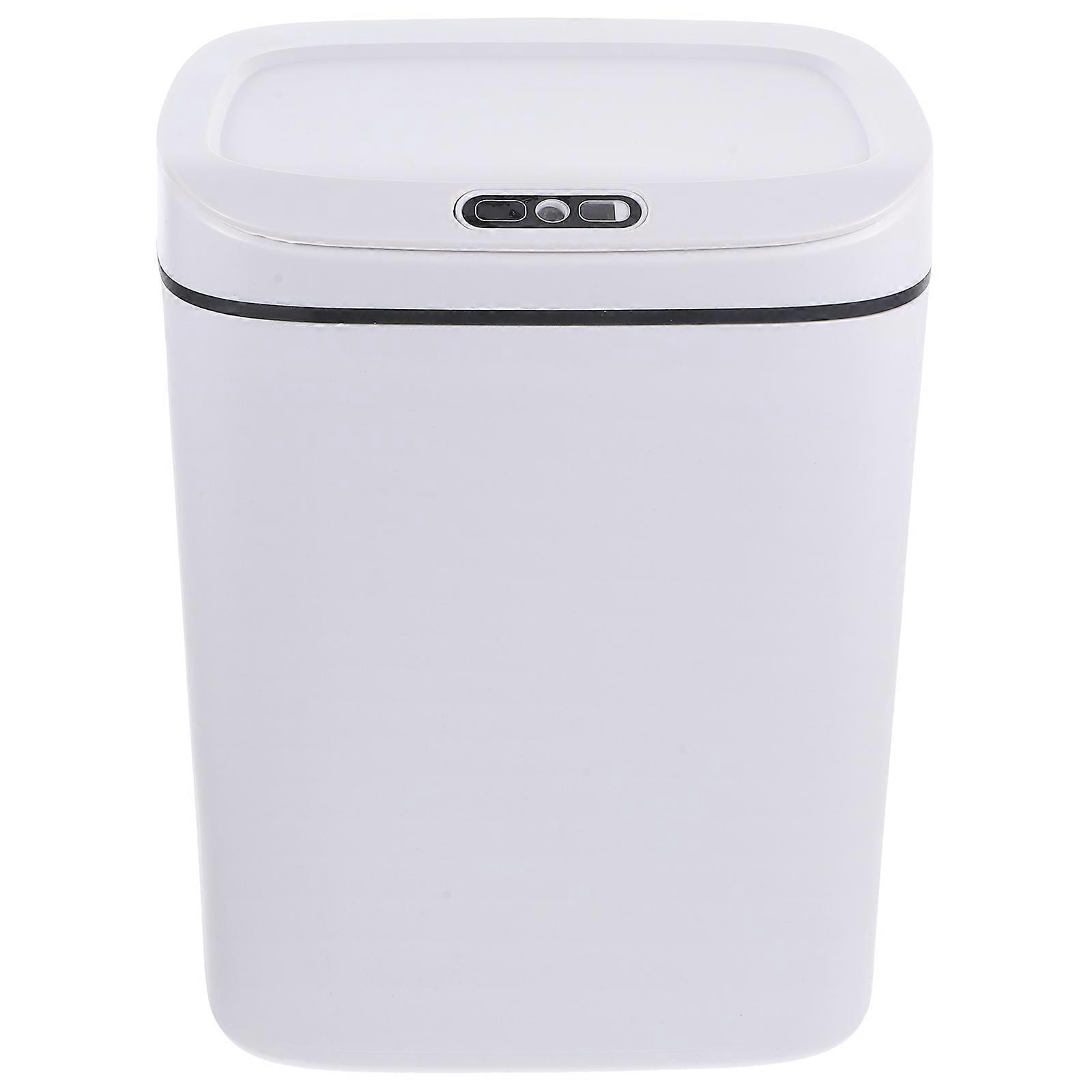 Motion Sensor Trash Can White Plastic Sensor Smart Garbage Bin for Storage Use