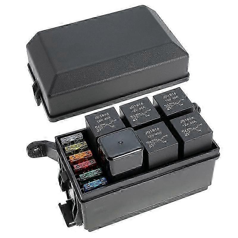 12V Fuse and Relay Box Kit with 6 Slots Relay Block and ATC/ATO Blade Fuse with Metallic Pins Spade