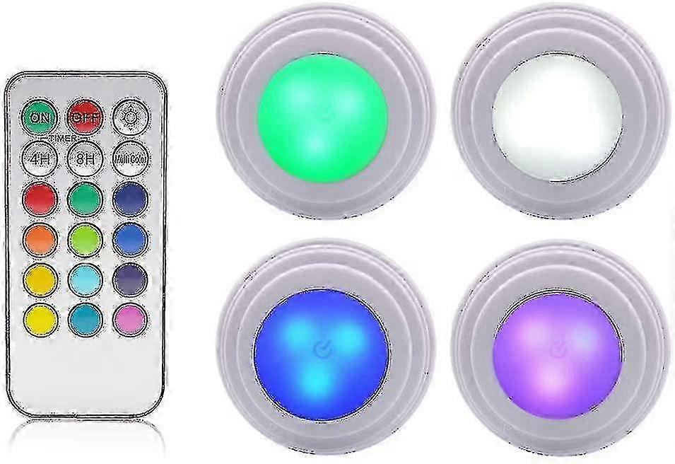 4 Pieces Cabinet Lights Led Light Wireless Remote Control Adjustable Brightness Washing Machine Led Cabinet Lights Remote Control Ambient Light Ambien