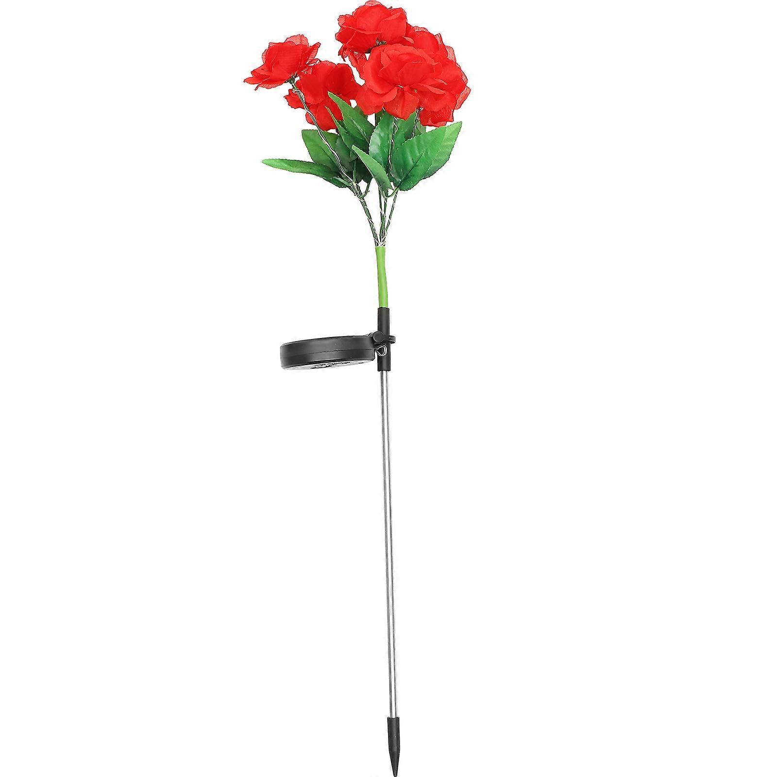 Yard Solar Lights 7-Head Rose Lamp for Garden Pathway Red 71X20cm ABS Material Solar Charging 1Set