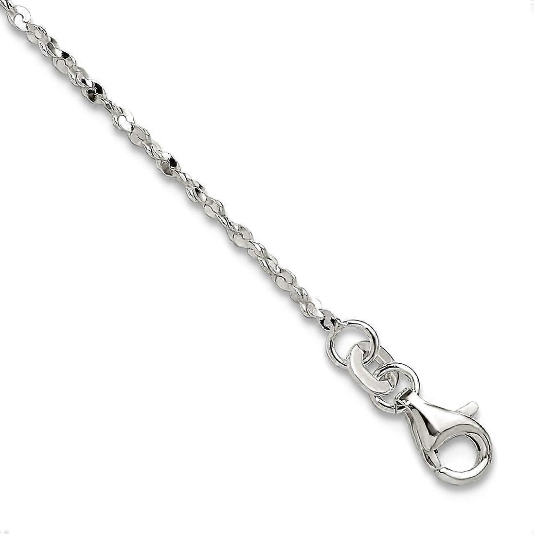 925 Sterling Silver Twisted Serpentine Love Heart With 1.5 Inch Ext. Anklet 9 Inch 1mm Wide-Anklet for Women