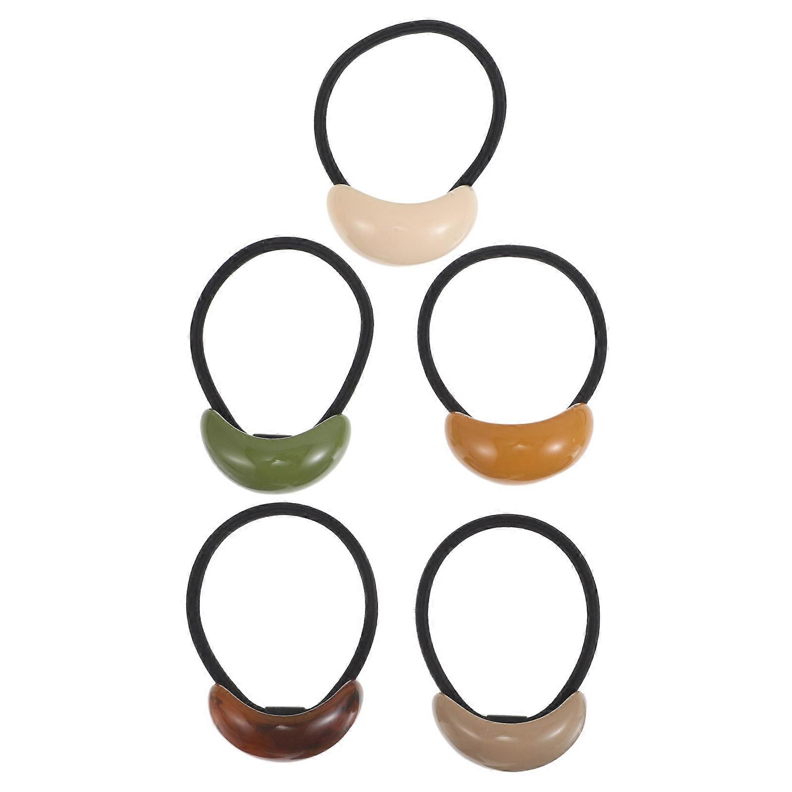 C-Type ثابت الشعر الدائري اللون الأصفر أزياء حاملي ذيل الحصان للنساء 5 قطع