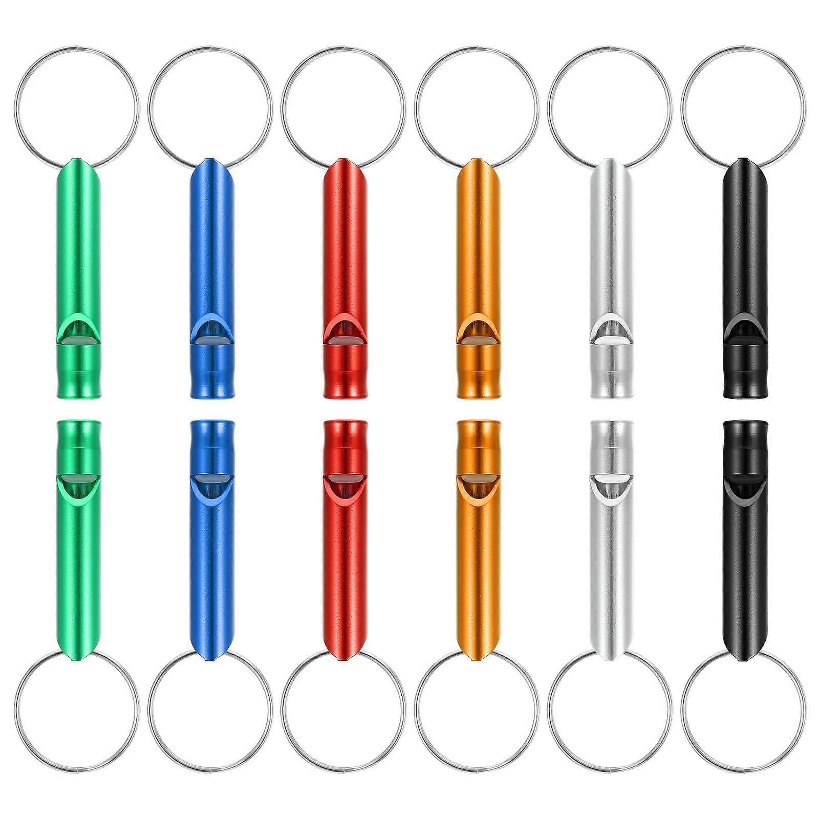 Aluminium Whistle Pack of 12 Loud Emergency Whistle with Key Ring