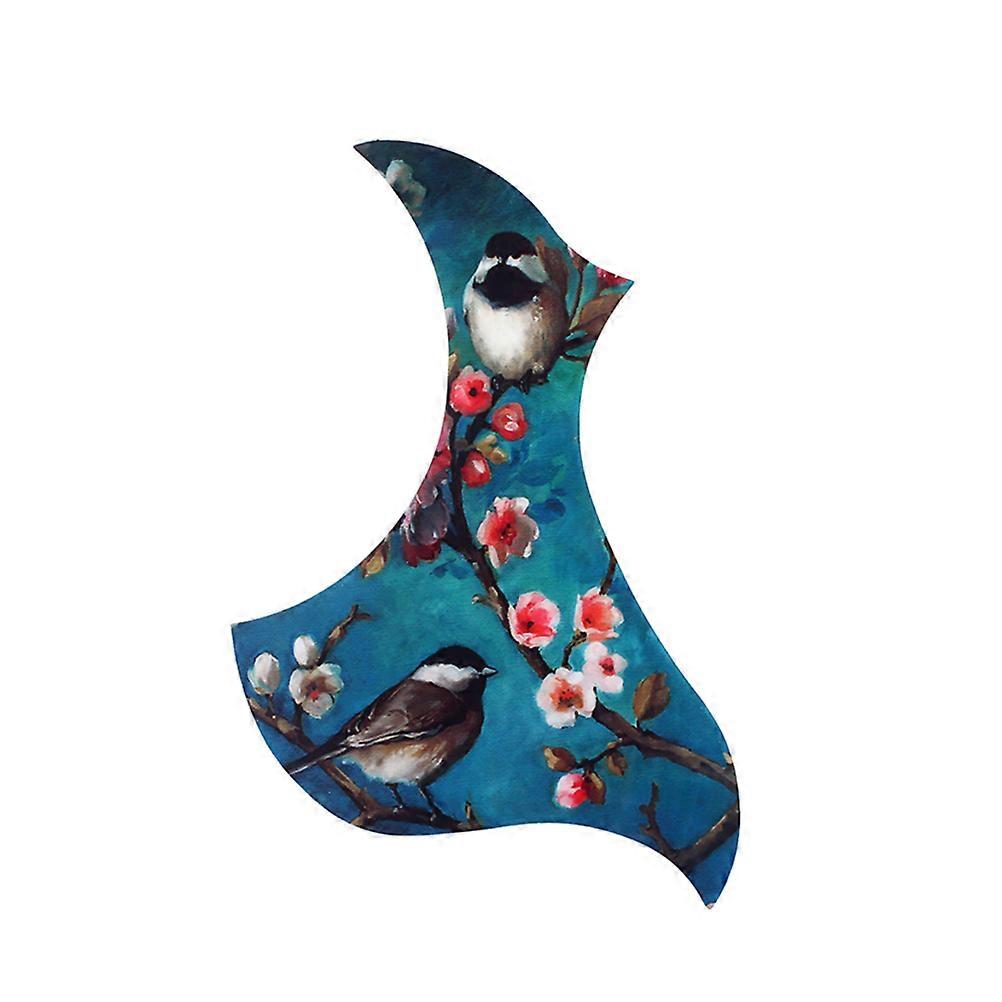 Acoustic Guitar Pickguard Scratch Protection Multi Color Flower with Two Birds Pattern 19.65X11.7X0.06cm PVC 1Pack