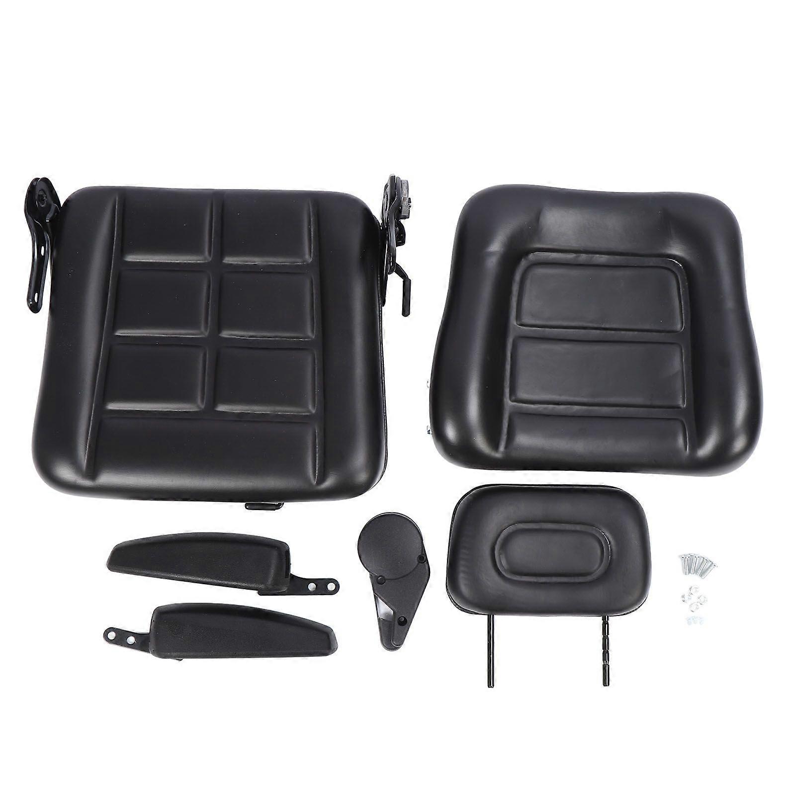 Forklift Seat with Adjustment Switch and Slide Rail 3 Level Adjustable Headrest Seat for Dumper Mower Skid Loader Telehandler Backhoe Black MK23658